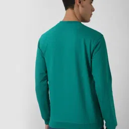 Peter England Green Cotton Slim Fit Graphic Print Sweatshirt image 2