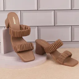 Mochi Women's Beige Casual Sandals image 1