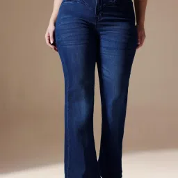 Miss Chase A+ Blue Denim Solid High Rise Jeans image 1