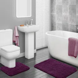 OBSESSIONS Lilac Polyester Quick Dry & Anti Skid Bath Mat - Set of 2 image 1