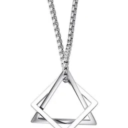 MEENAZ Men Silver-Plated Triangular Pendants with Chains image 5