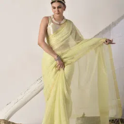 Sutra¿Attire Green Cotton Regular Fit Saree-image-95