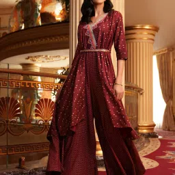 W Chocolate Brown Geometric Print Jumpsuit image 1