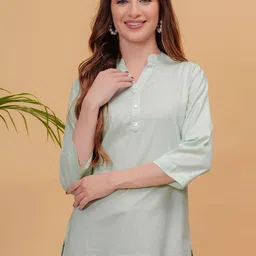 CHIRAAI Slit Sleeve Ethnic Linen Styled Back Top-picture-12