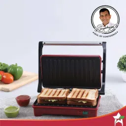 Wonderchef Sanjeev Kapoor Tandoor Mini Plus 3-in-1 Toaster, Griller & Sandwich Maker (750W, Red) image 1