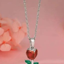 GIVA 925 Silver Red Roses Pendant With Link Chain-picture-11