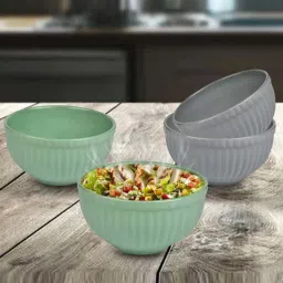 Urban Chef Grey & Green Ceramic Handcrafted Microwave Safe Bowl - Set of 4 image 1