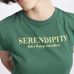 glitchez Serene Serendipity Typography Printed Crop T-shirt image 5