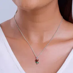 GIVA 925 Silver Red Roses Pendant With Link Chain image 3