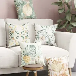 Bianca Suzane Beige & Sage Green Microfibre Cushion Cover - Set of 5-image-4
