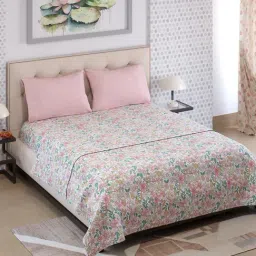 Layers Ivy Floral Pink Bouquet 125 GSM Microfibre Double Bed Sheet with 2 Pillow Covers-picture-14