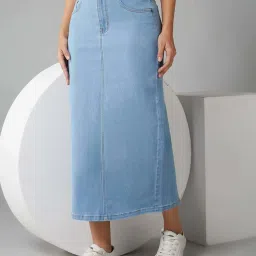 Dolce Crudo Blue Straight Fit Skirt image 1