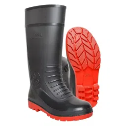 iMTSP PVC Safety Gumboot With Steel Toe Black & Red 38 cm (15 inch) Height Size UK10, B15T-picture-47