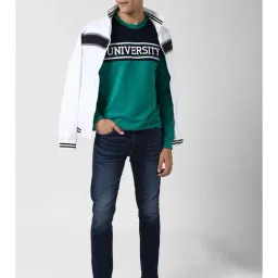 Peter England Green Cotton Slim Fit Graphic Print Sweatshirt image 5