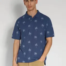 American Eagle Outfitters Blue Cotton Printed Polo T-Shirt image 1