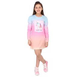 Cutecumber Kids Pink & Blue EmbellishedDress image 4