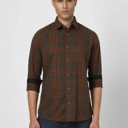Van Heusen brown Checks Shirts image 1