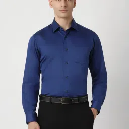 Van Heusen Navy Cotton Regular Fit Shirt image 1