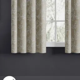 Haus & Kinder Stone Polyester Floral Ashwood Bloom Eyelets 5 ft Window Curtain - Set of 2 image 4