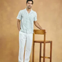 Fabindia White Cotton Printed Cuban Shirt image 5