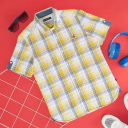 Pantaloons Junior Yellow & White Cotton Chequered Shirt-image-2