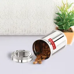 HAZEL Silver Stainless Steel Kitchen Container With Transparent Lid (0.8 L) - Set of 6 image 2