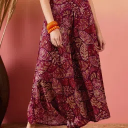 Inweave Maroon Printed Palazzos image 1
