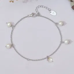 Ornate Jewels 92.5 Sterling Silver Pure Pearl with Pink Ribbon Bracelet for Women-image-53