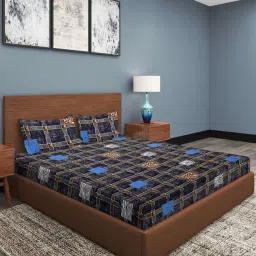 Romee Black Cotton Geometric Bed Sheets image 1