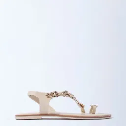 LUNA BLU by Westside Ivory Molten Floral Detailed Sandals-picture-29