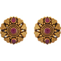 Kushal's Fashion Jewellery Ruby Oxidised Gold Polished Temple Silver Earring for Women-image-39