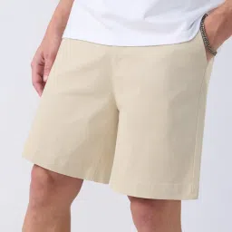 The Souled Store Beige Regular Fit Solid Shorts image 1