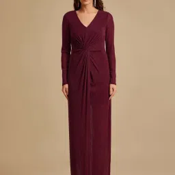Kazo Maroon Embellished Maxi Dress image 1