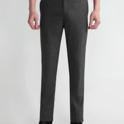 Arrow Charcoal Grey Slim Fit Texture Trousers image 1