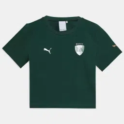 Puma Girls Dark Myrtle Cotton Logo T-shirts-image-1