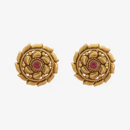 Kushal's Fashion Jewellery Ruby Oxidised Gold Polished Temple Silver Earring for Women-picture-42