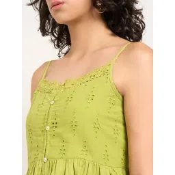 Akkriti By Pantaloons Green Cotton Regular Fit Embroidered Top image 5