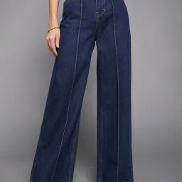 Miss Chase Navy Blue Denim Solid Jeans image 1