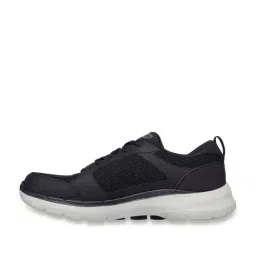 Skechers Men's GO WALK 6 - COMPETE Black Grey Walking Shoes image 3