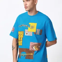 Bewakoof Blue Oversized Graphic T-Shirt-picture-19