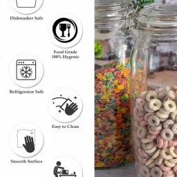 Goodhomes Transparent & Silver Glass 8.8 cm Jar - Set of 2 image 5