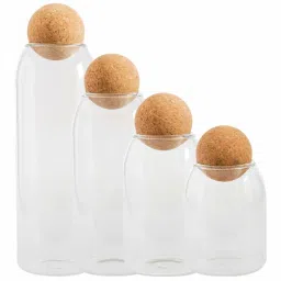 Goodhomes Tranparent & Brown Glass 6 cm Jar - Set of 4 image 2