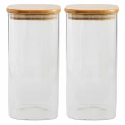 Goodhomes Tranparent & Brown Glass 9.7 cm Jar - Set of 2 image 5