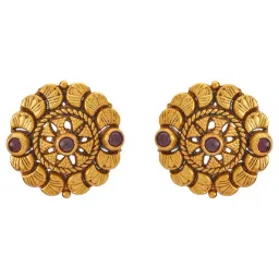 Kushal's Fashion Jewellery Ruby Oxidised Gold Polished Temple Silver Earring for Women-image-8