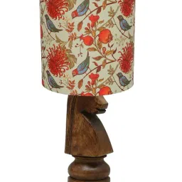 Homesake Red Wood Chess Bedside Table Desk Lamp with Shade image 3