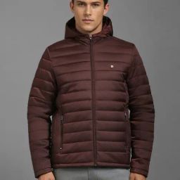 Louis Philippe Brown Regular Fit Quilted Hooded Jacket-picture-47