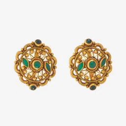 Kushal's Fashion Jewellery Green Oxidised Gold Polished Temple Silver Earring for Women-image-61