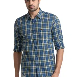 Parx Green Slim Fit Checks Shirt-image-84