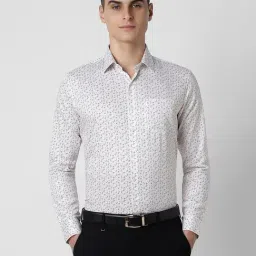 Van Heusen White Cotton Slim fit Print Casual Shirt-image-19