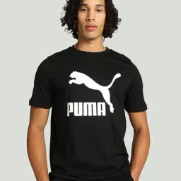 Puma Classics Black Regular Fit Logo Print Cotton Crew T-Shirt-picture-13
